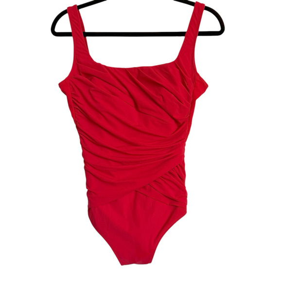Gottex Sz 8 One Piece Bathingsuit Ruched Summer Beach Cruise‎ Pool Slimming - Picture 1 of 16